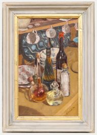 Robert Tilleard (b.1949) - 1996 Oil, Still Life with Bottles and Decanters
