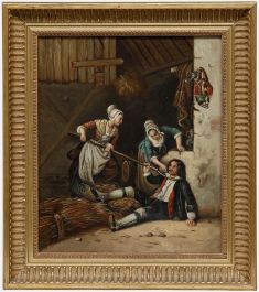 After Jean Alphonse Roehn (1799-1864) - 19th Century Oil, Teasing the Farm Hand