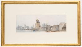 Paul Marny (1829-1914) - Framed Late 19th Century Watercolour, View of a Bridge
