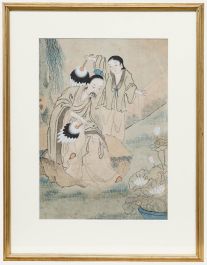Chinese School 18th Century Watercolour - In the Garden