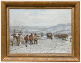 Adolf Rheinert (1879-1958) - Mid 20th Century Oil, Returning Home from the Hunt