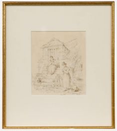 Paul Sandby Munn (1773-1845) - 1839 Graphite Drawing, At the Cottage Door