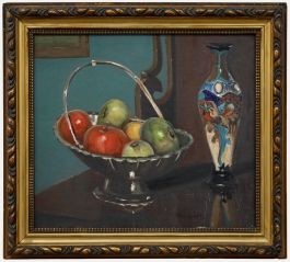 D. Truscott - Framed 20th Century Oil, Still life with vase and Fruit