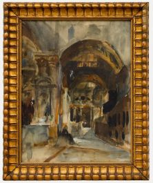 Adolf Schill (1848-1911) - Watercolour, North Aisle, St Mark's Basilica, Venice