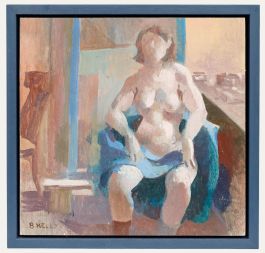 Bernadette Kelly (b.1933) - 20th Century Oil, Nude with Blue Blanket