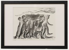 Angela Lemaire (1944-2025) - 2005 Woodcut, Funeral with Subterraneans