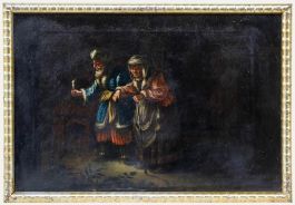 Framed Early 19th Century Oil - By Candlelight