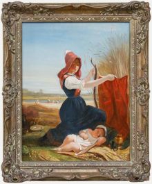 After Georges Edouard Darcy - Framed 20th Century Oil, La Sieste dans les Blés