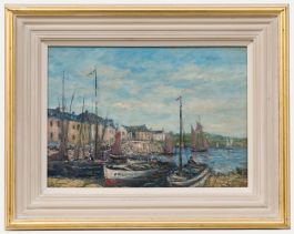 Gerard Roux (b.1946) - Framed 20th Century Oil, View of the Harbour