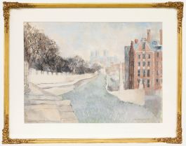 Keith Roper (b.1946) - Framed 1987 Pastel, York Minster from the City Walls
