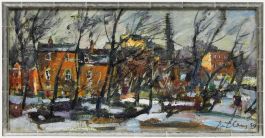 Llewellyn Petley-Jones (1908-1986)- Framed Oil, Vale of Heath, Hampstead, Winter