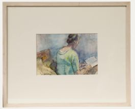 Simon Goldberg (1913-1985) - Framed 20th Century Watercolour, Bedtime Reading