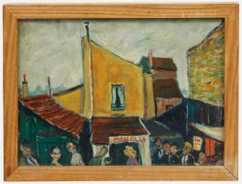 Jean Lefort (b.1948) - Framed 20th Century Oil, A Flea Market in Paris