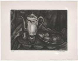Simon Goldberg (1913-1985) - Mid 20th Century Etching, Still Life with White Tea