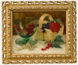 Dorothy M. Roberts - Framed Mid 20th Century Oil, Still Life with Redcurrants