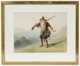 Henry George Hine RI (1811-1895) - Framed 1845 Watercolour, Rip Van Winkle