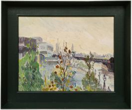 Impressionist Mid 20th Century Oil - South Bank Towards Westminster