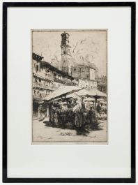May Louise Greville Cooksey (1878-1943) - 1915 Etching, Piazza delle Erbe