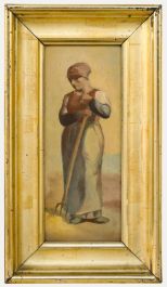 After Jean Francois Millet - Framed Early 20th Century Oil, The Herb Burner
