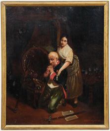 Ulysse Isnard after Claudius Jacquand - 1858 Oil, The Prayer of the Invalid