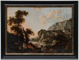 18th Century Oil - A Rest Beside the Lake