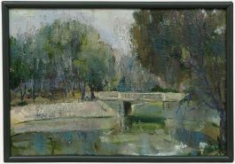 Sternberg - Impressionist 1949 Oil, Verdant Bridge