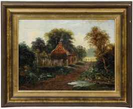 D. Price - Framed 1881 Oil, The Lane to the Cottage