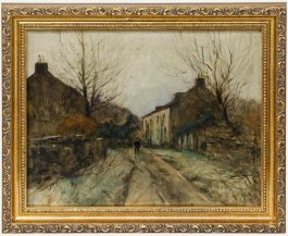 Jean Van Cleemput (1881-1953) - Framed Oil, A Winter Village Stroll
