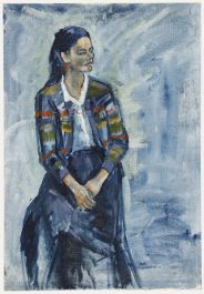 Joanne Thomson (1935-2024) - 20th Century Oil, Lady in a Patterned Jacket