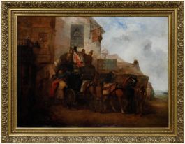 Phillips - Framed 1845 Oil, Outside the Kings Head