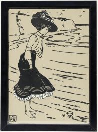Edmund Lucchesi (1871-1964) - Framed Early 20th Century Woodcut, A Shallow Dip