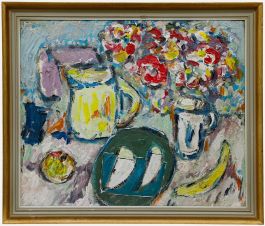 Framed 20th Century Oil - The Kitchen Table
