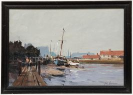 John Lawrence - Framed 20th Century Oil, A Harbour Jetty