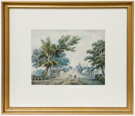 19th Century Watercolour - View Along the Street