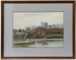 Russell Dowson (1841-1914) - Framed 1888 Watercolour, Windsor from the Thames