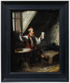 Framed 19th Century Oil - The Poet's Inspiration
