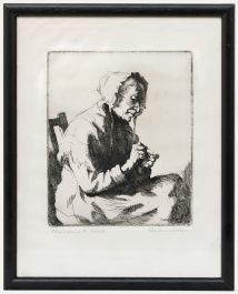 Henry Raeburn Dobson (1901-1985) - Framed Etching, Threading the Needle