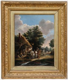 English School 19th Century Oil - Outside the Inn