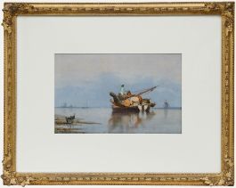 William Harry Williamson (1820-1883) - 1865 Watercolour, The Logging Barge