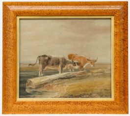 Circle of Thomas S. Cooper (1803-1902) - Watercolour, Cattle Standing in Water