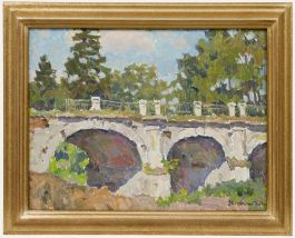 Andrei Alexeevich Ounkovsky (1928-2021) - Framed 1963 Oil, At The Bridge
