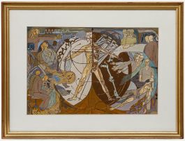 Framed 20th Century Gouache - Vitruvian Man of Medical Science