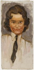 E. M. Johnson - Modern British Mid 20th Century Oil, Lady In Tie