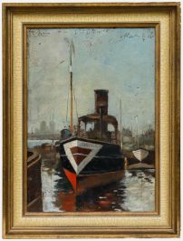 Framed French School Late 19th Century Oil - Steamboat 'Havre'