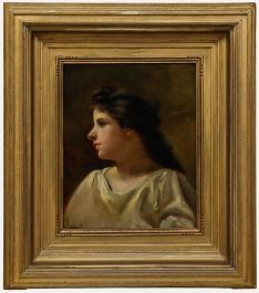 Romantic French School 1891 Oil - A Longing Gaze