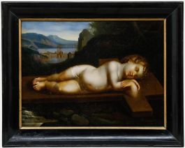 Italian School Late 19th Century Oil - Sleeping Christ Child