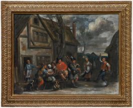 Manner of Adriaen Brouwer - 19th Century Oil, Revellers in the Street