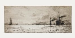 William Lionel Wyllie (1851-1931) - 1913 Etching, Dumbarton Rock
