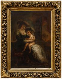 After Rubens (1577-1640) - 19th Century Oil, Hélène Fourment with her Son Frans