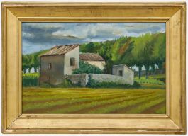 Shackle - Framed Mid 20th Century Oil, Derelict Farm Buildings